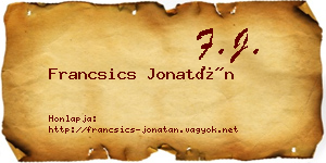 Francsics Jonatán névjegykártya